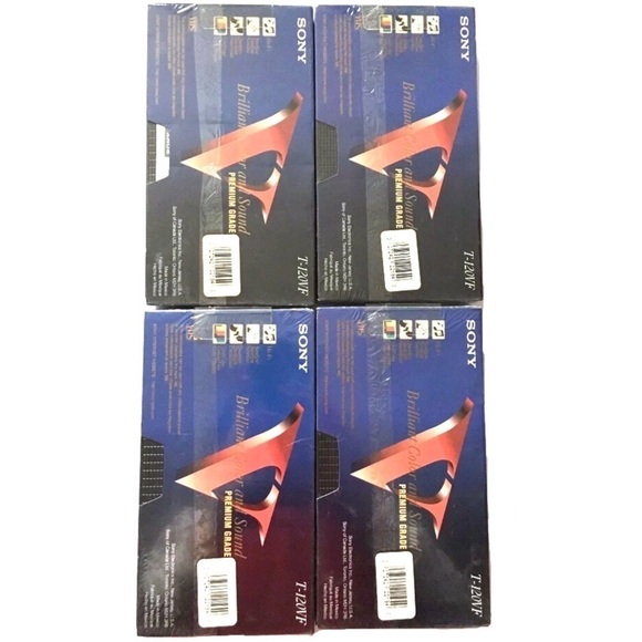 4 SONY Blank VHS Tapes T-120VF 6 Hr Premium Grade Factory Sealed - Picture 2 of 4